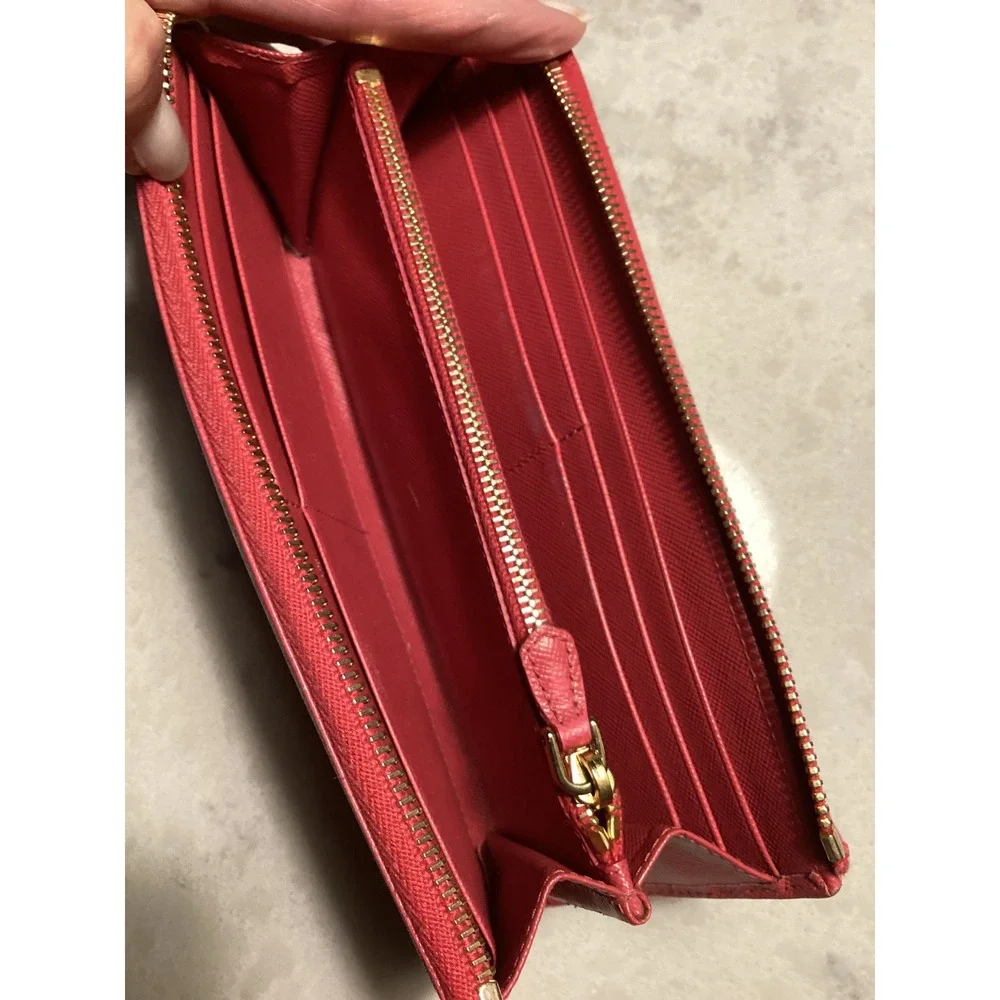 Prada Saffiano Leather Zip Around Wallet‎ Bow Accent Designer - Picture 5 of 13